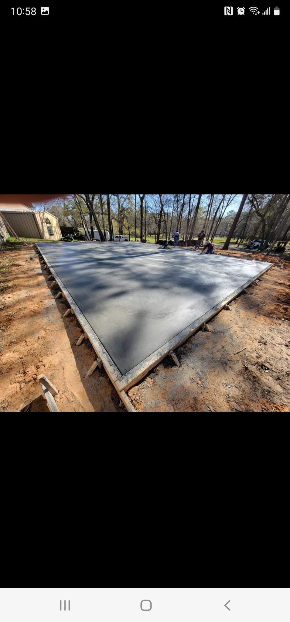Concrete slab finishing in progress