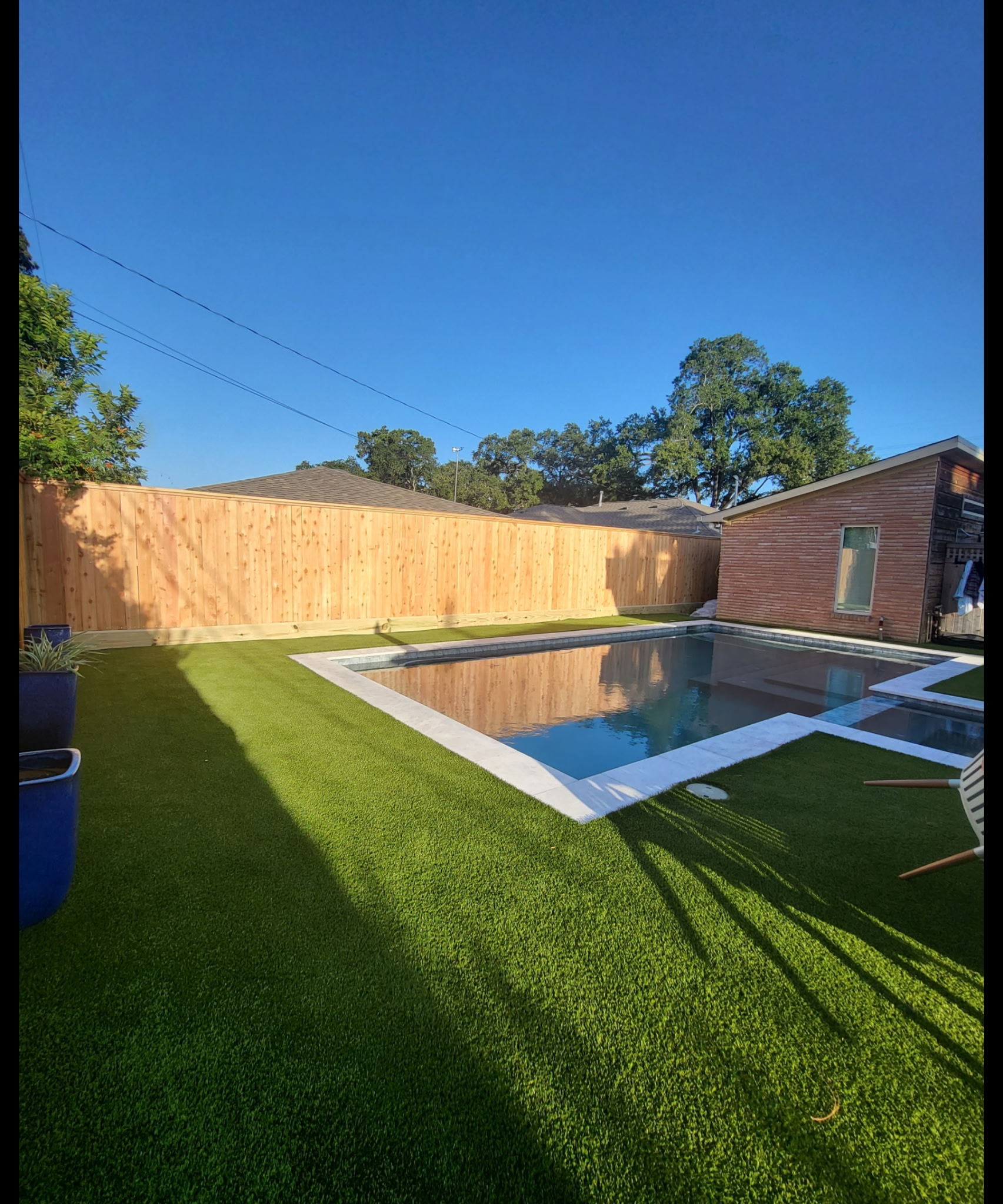 Fresh wood privacy fence