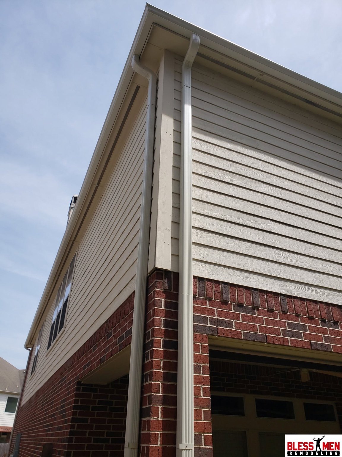 Installed gutter and downspout